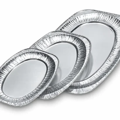 Nested oval aluminium trays in different sizes