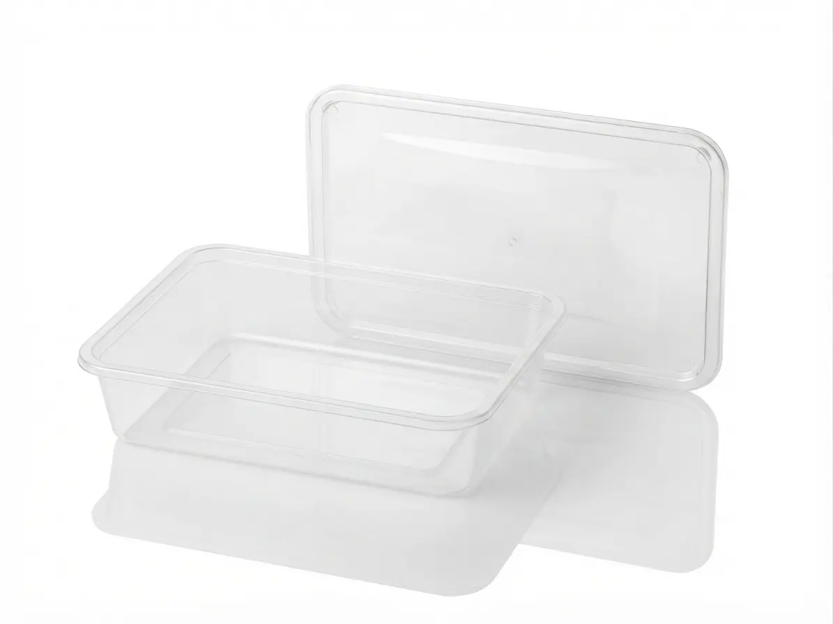 Transparent rectangular plastic container Series 174 with lid